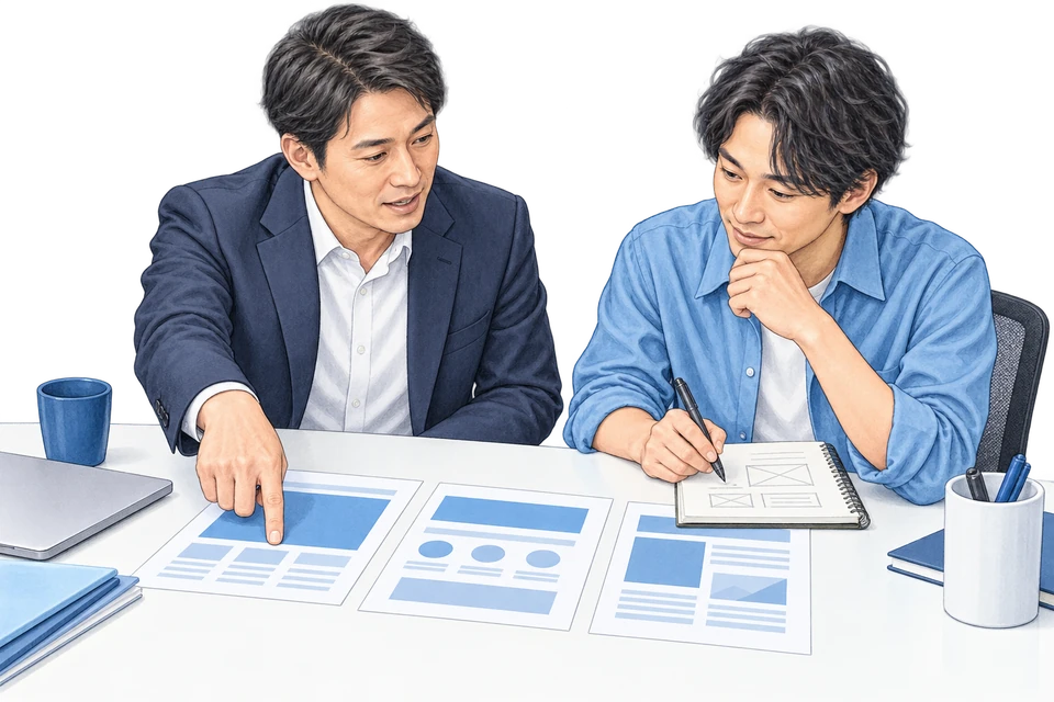 使う場面と伝えたい内容を相談する説明用イラスト